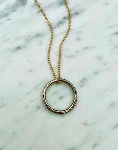 Handmade silver necklace, silver and gold, rustic elegance, punk inspired, mixed metal necklace, shop online, free shipping, circle pendant, silver and gold necklace, mixed metal jewelry, hammered silver necklace, silver circle pendant 