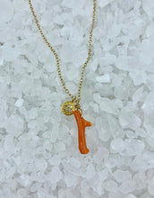 Load image into Gallery viewer, Coral and diamond necklace, coral branch with diamond accent necklace