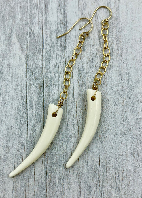 Bone jewelry, Bone carved earrings, bone, horn, earrings, long dangle earrings