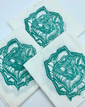 Load image into Gallery viewer, Bandana, handcarved wood block print, floral design, face mask, head scarf, handmade, cotton