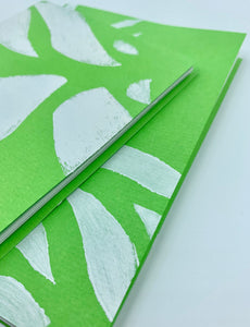 Small Handmade Blank Book in Green and White Set of 2